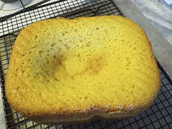 March 8 Lemon loaf cake from bread machine top sank