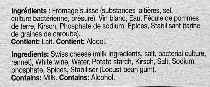 Fondue Ingredients