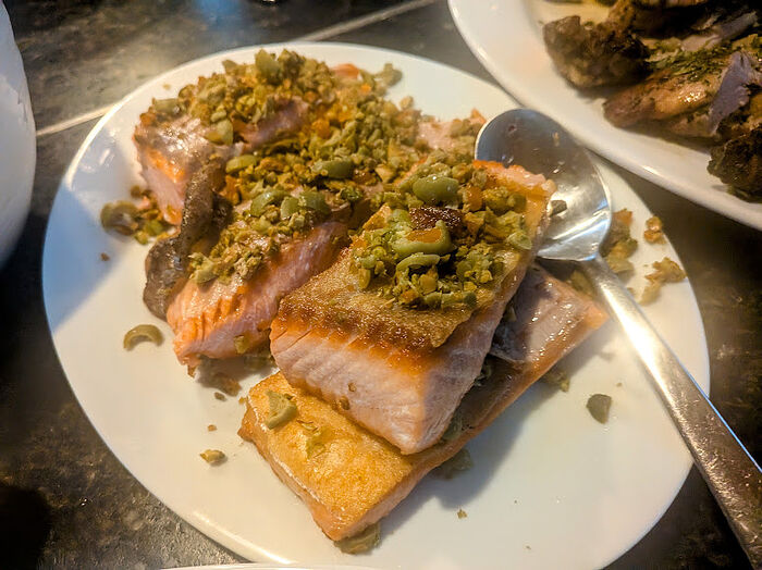 Stinson 25 Trout with Pistacio, Oives, Fennel Pollen