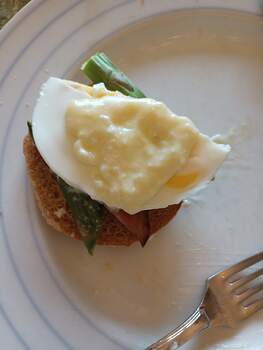 Apr 7 Eggs Benedict w ham and asparagus (2)