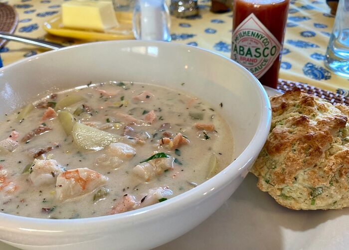 Seafood Chowder and Biscuits