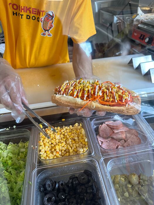 2025 - 07 - 25 - Toshkent Hot Dog with the addition of more mayo and some mustard and canned corn