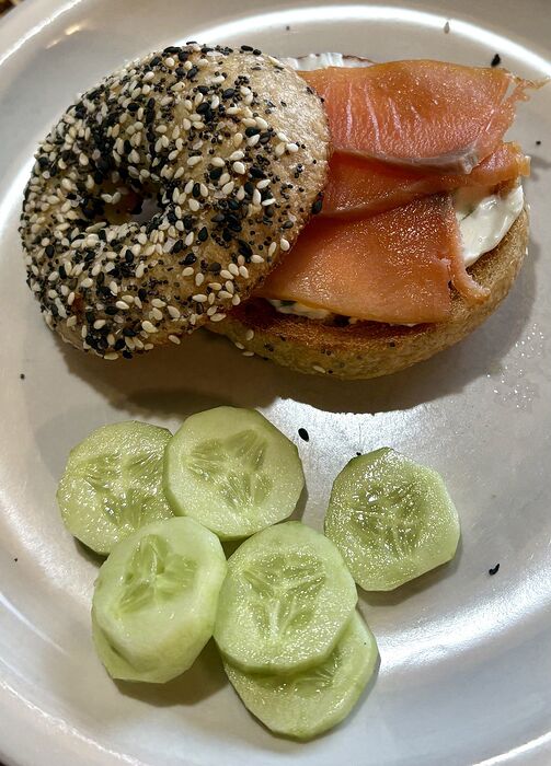 Garlic Onion Bagels and Smoked Salmon