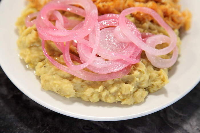 Bacalao con mangú y cebolla, Marilu and Daysi, Audubon Ave., Manhattan