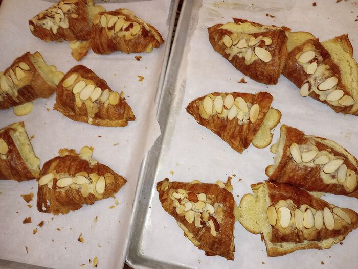 Oct 25 Almond Croissants on baking sheets