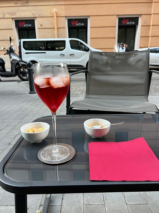 Campari and soda in front of my hotel