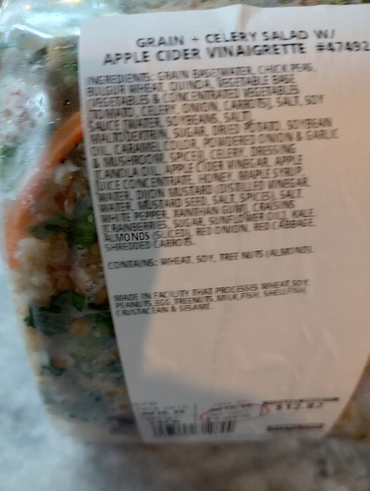 July 11 Costco Grain and Celery salad ingredients