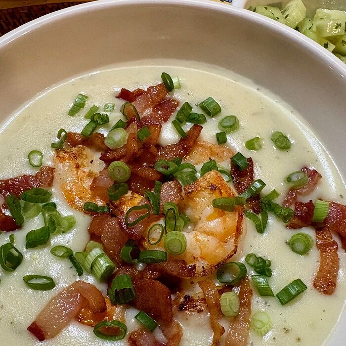 Potato Soup with Cajun Shrimp