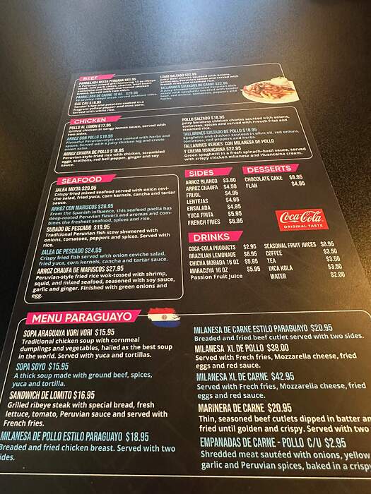 2026 - 02 -27 - Uncle Marco's Paraguayan section of menu