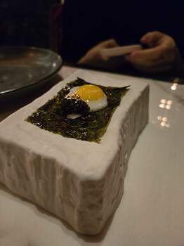 "Jose's taco" - jamón ibérico de bellota, ossetra caviar, gold leaf, nori