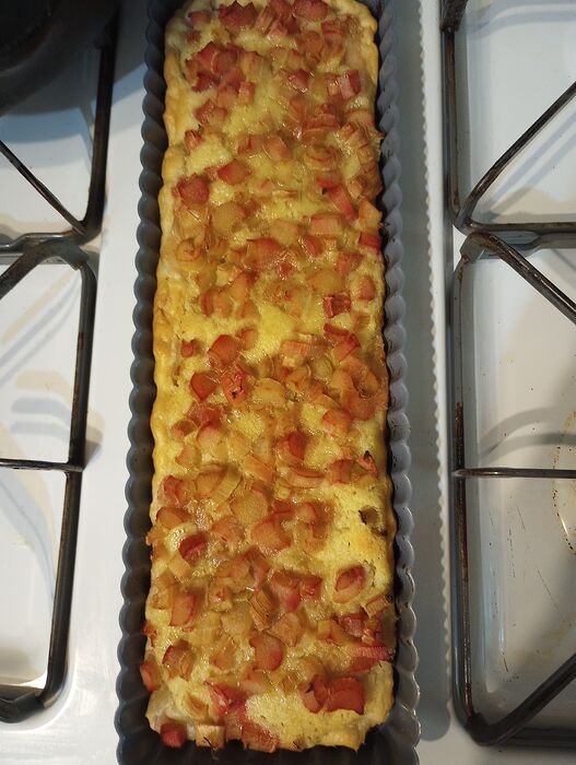July 23 Rhubarb Frangipane tart on puff pastry