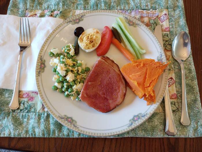 April 5 2026  Plate of food Easter Dinner