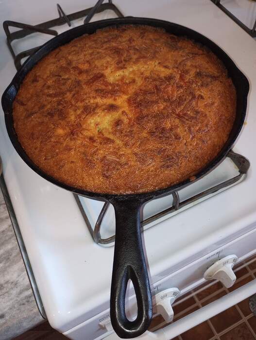 Jan 26 Cheddar Jalepeno corn bread in skillet
