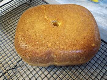 March 8 Lemon loaf cake from bread machine bottom view