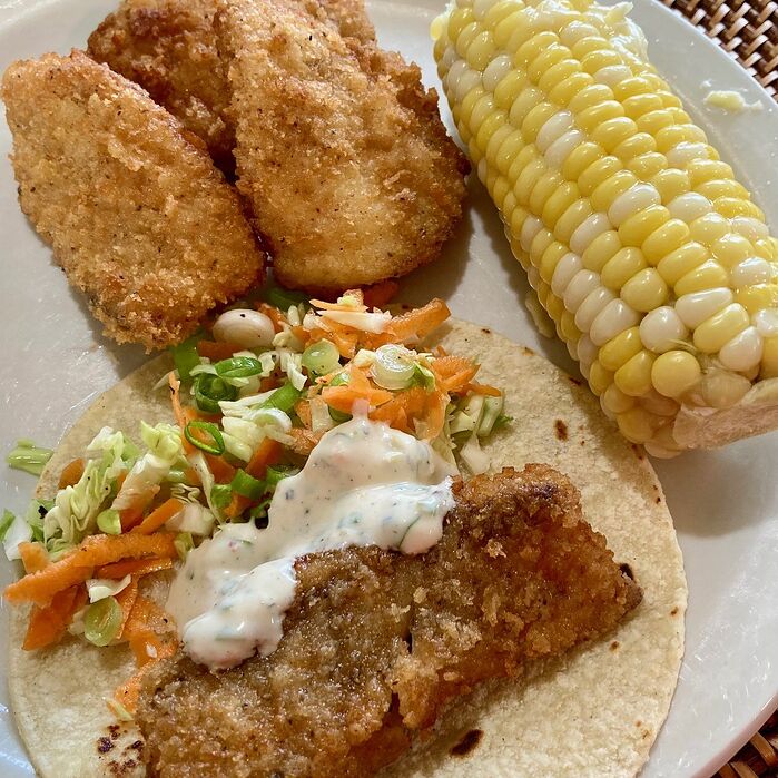 Rockfish Tacos and Garden Corn
