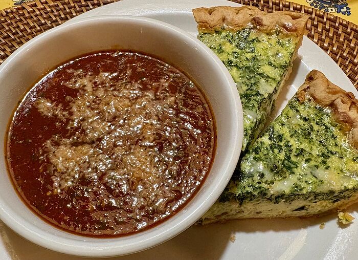Tomato Basil Soup and Cheesy Quiche