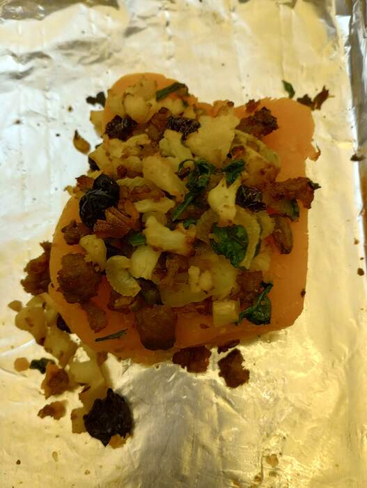 Dec 12 Sausage Cauliflower stuffed butternut squash