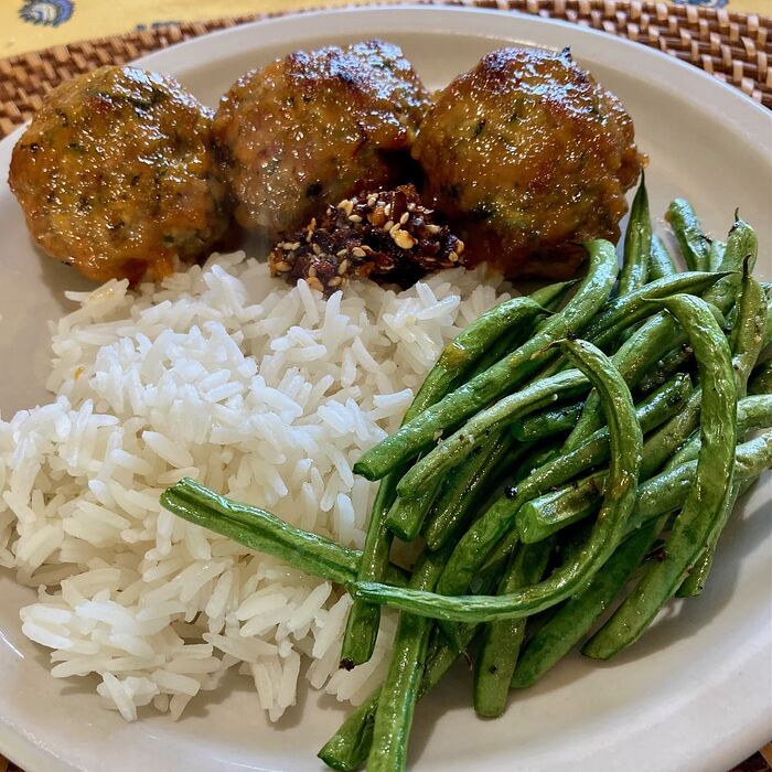 Peach Glazed Pork Meatballs