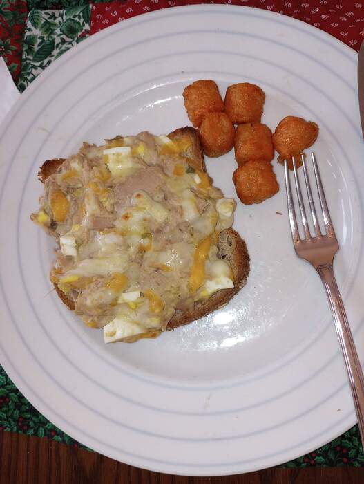 Dec 30 tuna melt w sweet potato tots