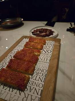 Bellota jamon with pan con tamate